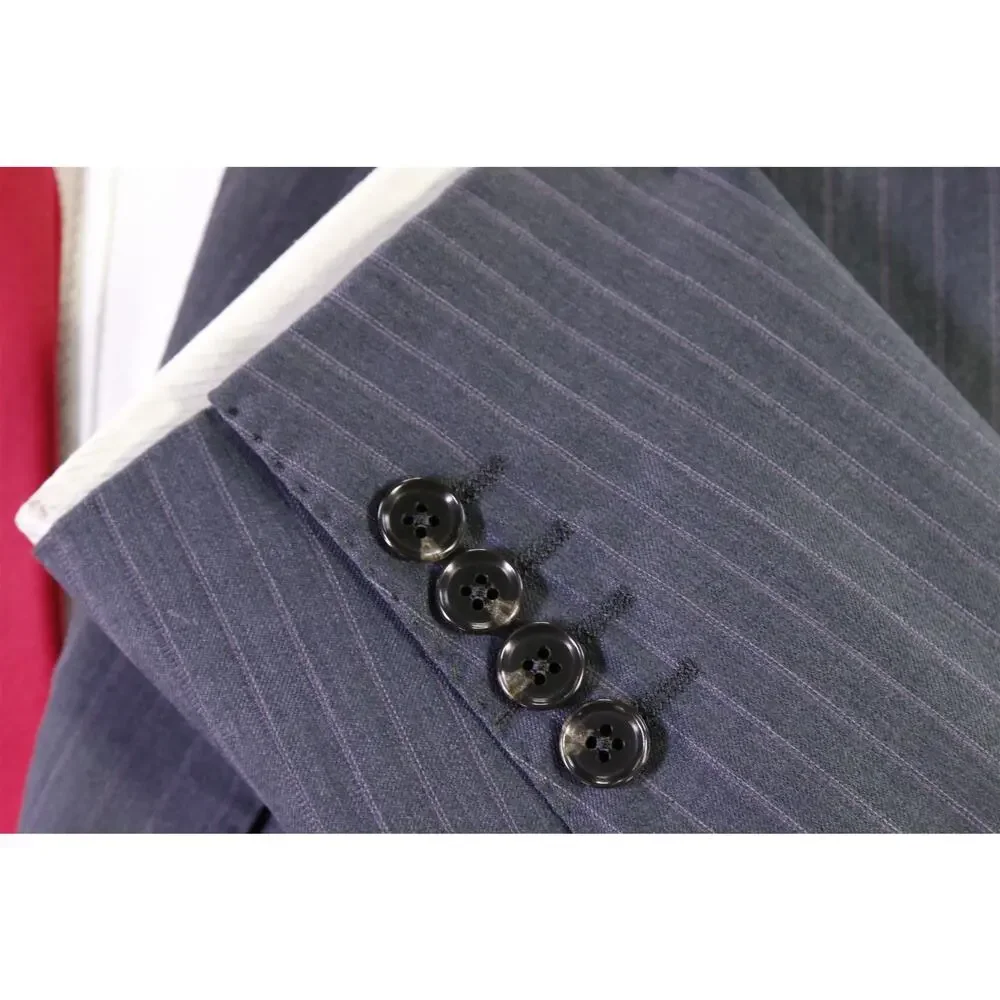 Paul Stuart Gray w/ Pink Pinstripe 2-Btn Wool Luxury Suit 38S